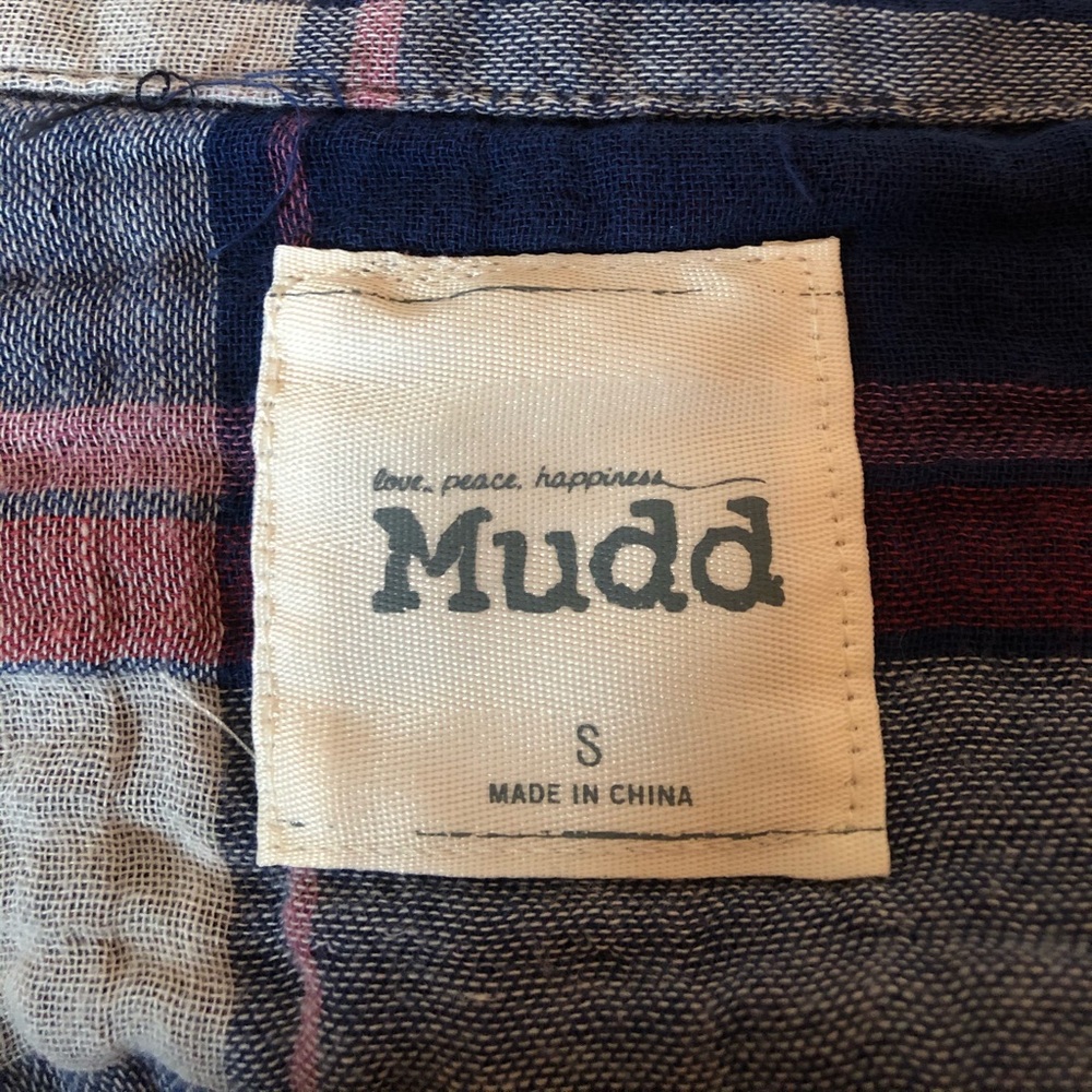[mudd] small button down plaid blue red flannel - Picture 3 of 3